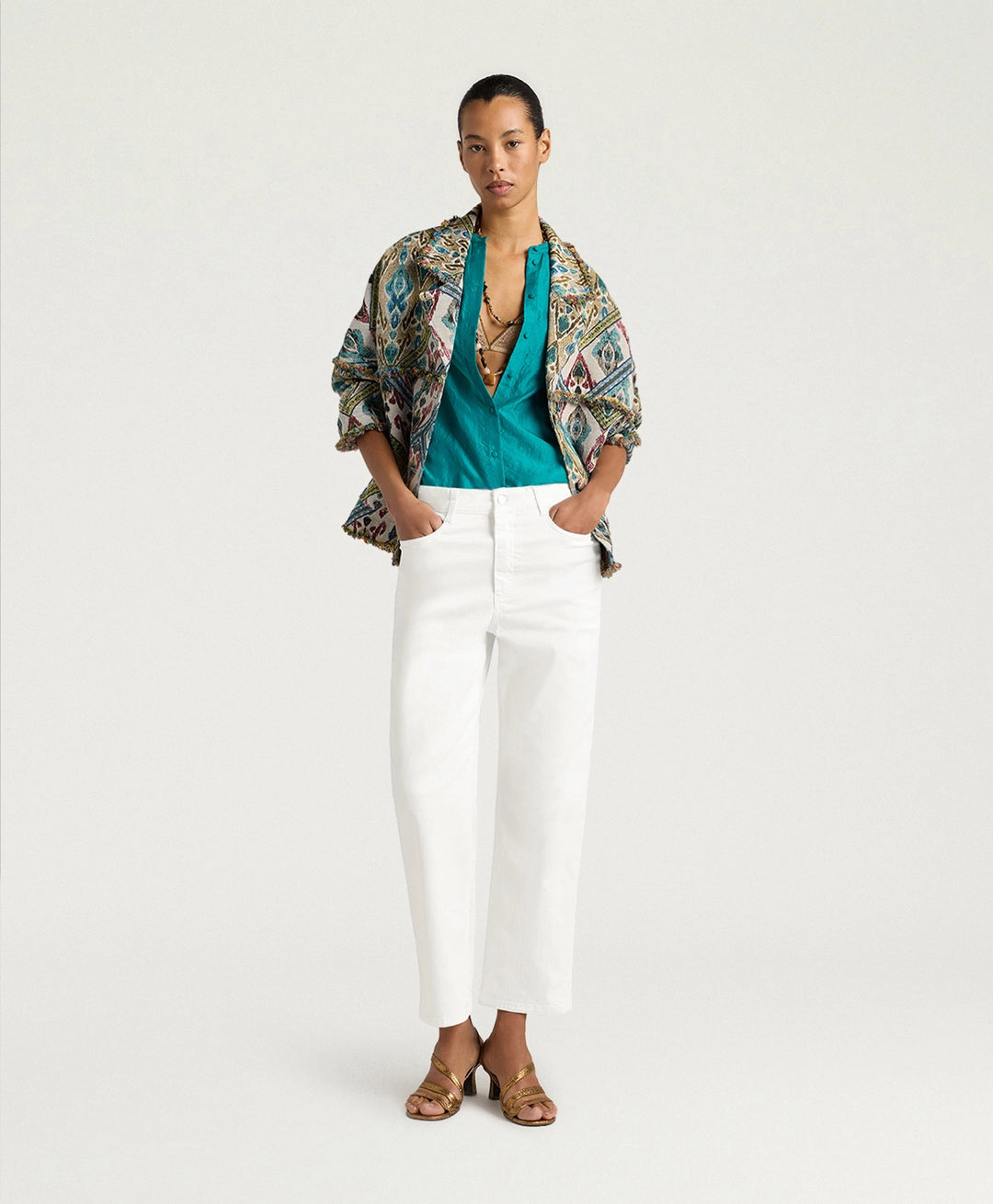AIDAN PANTS IN STRETCH ECRU DENIM - WHITE