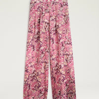 ASPEN PANTS IN PRINTED HABUTAI - BEGONIA/PURPLE