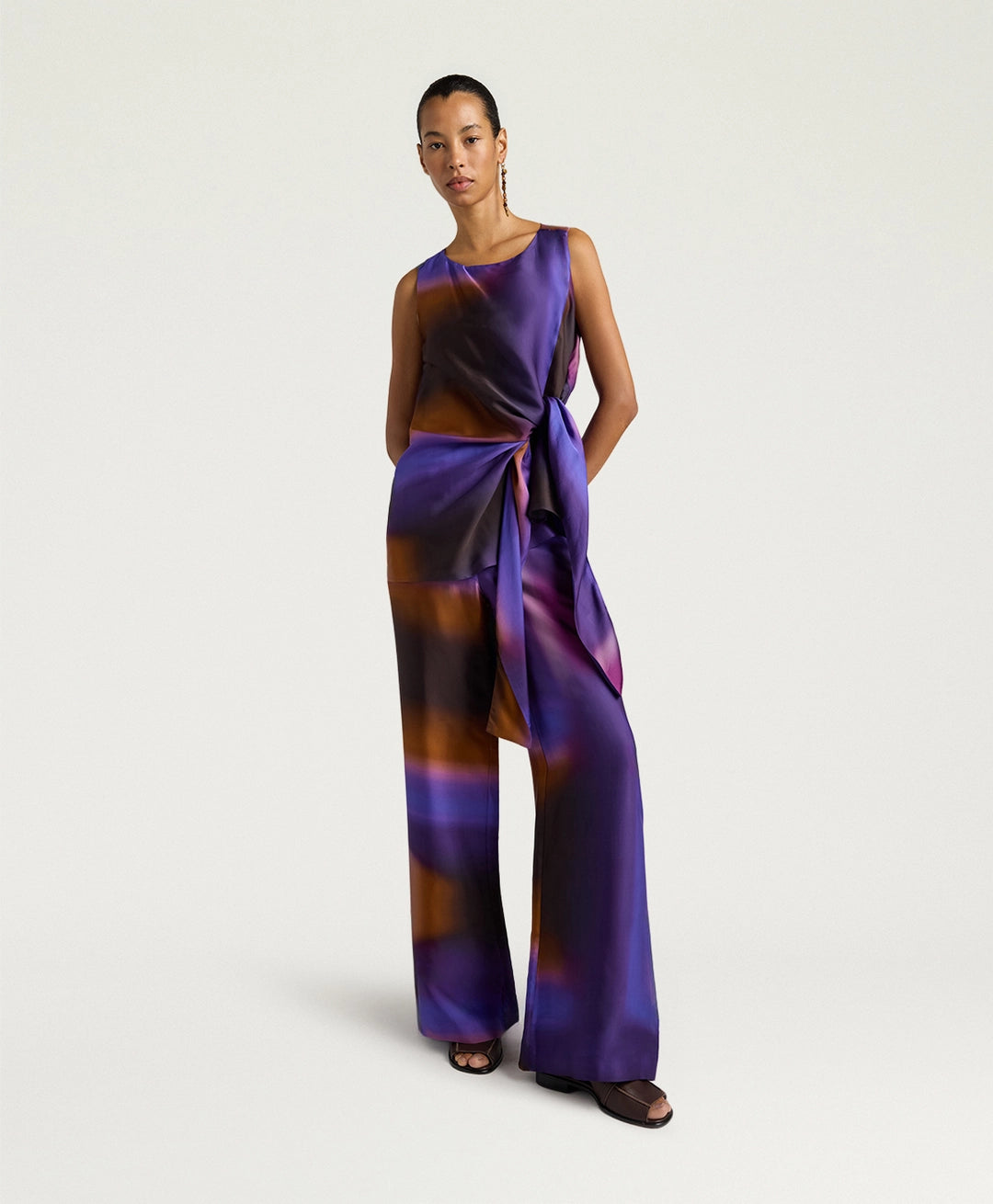 MARAJO PANTS IN ALL-OVER PRINTED SATIN