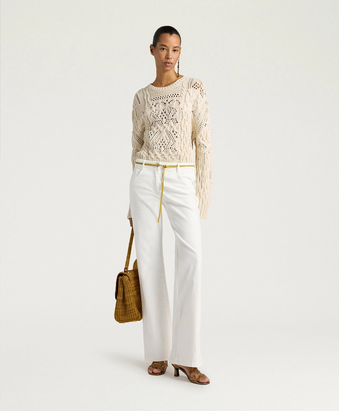 LUIS PANTS IN STRETCH ECRU DENIM - WHITE