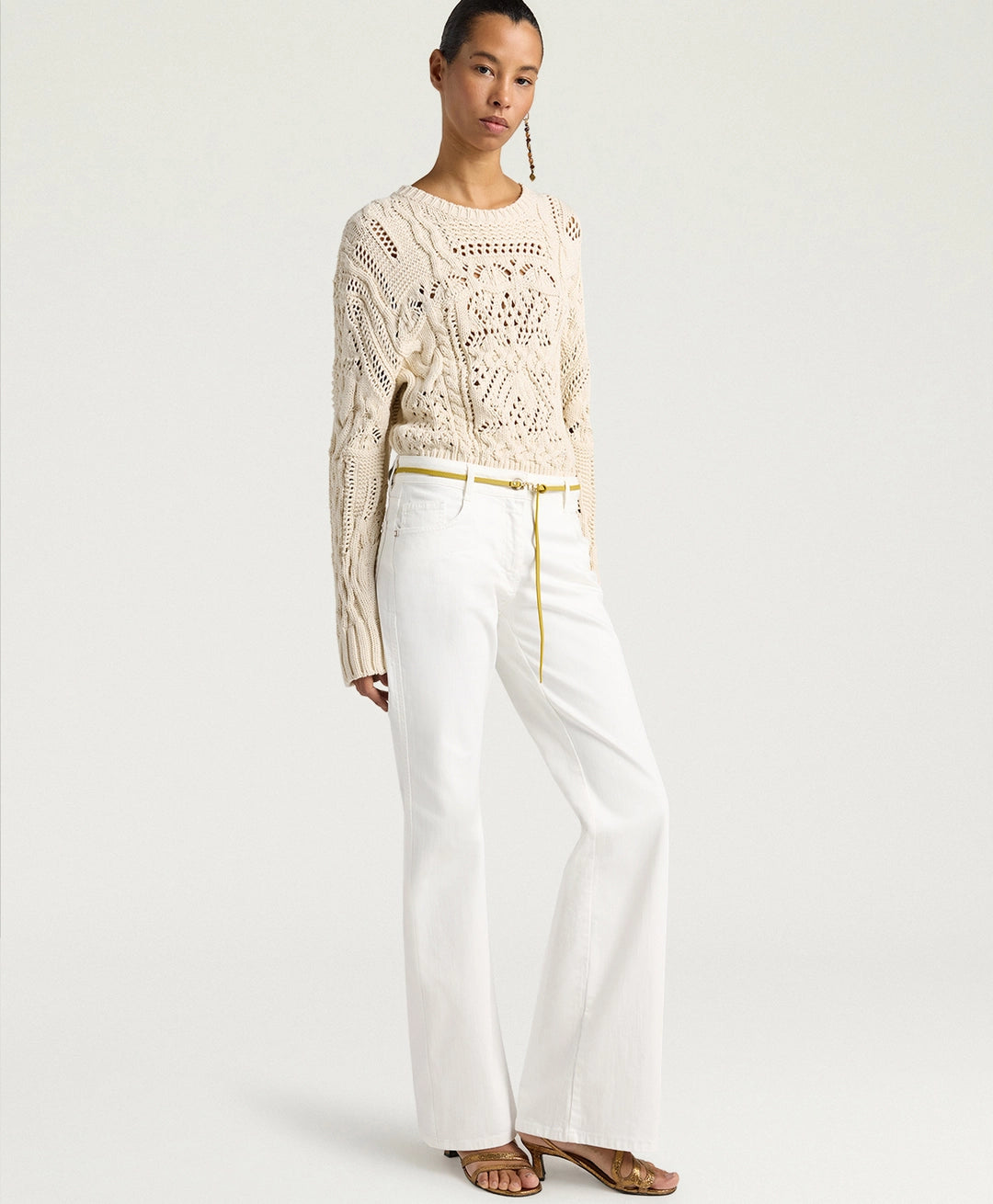 LUIS PANTS IN STRETCH ECRU DENIM - WHITE