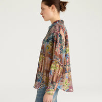 COLINAS SHIRT IN PRINTED HABUTAI - EARTH MULTICOLOR
