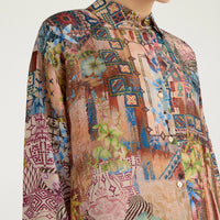 COLINAS SHIRT IN PRINTED HABUTAI - EARTH MULTICOLOR
