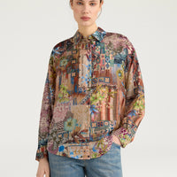 COLINAS SHIRT IN PRINTED HABUTAI - EARTH MULTICOLOR