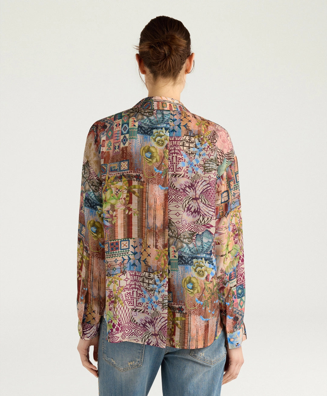 COLINAS SHIRT IN PRINTED HABUTAI - EARTH MULTICOLOR