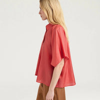 BROOKLYN SHIRT IN PLAIN COLOUR HABUTAI - SALMON PINK