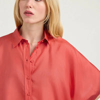 BROOKLYN SHIRT IN PLAIN COLOUR HABUTAI - SALMON PINK