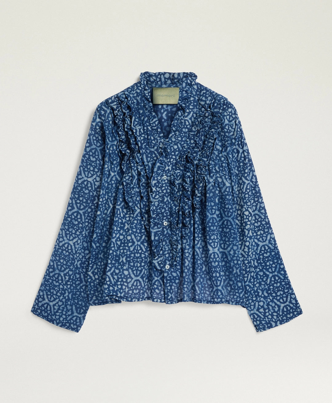 ZAFIRO SHIRT IN INDIGO PRINTED VOILE - BLUE/ROPE