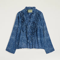 ZAFIRO SHIRT IN INDIGO PRINTED VOILE - BLUE/ROPE