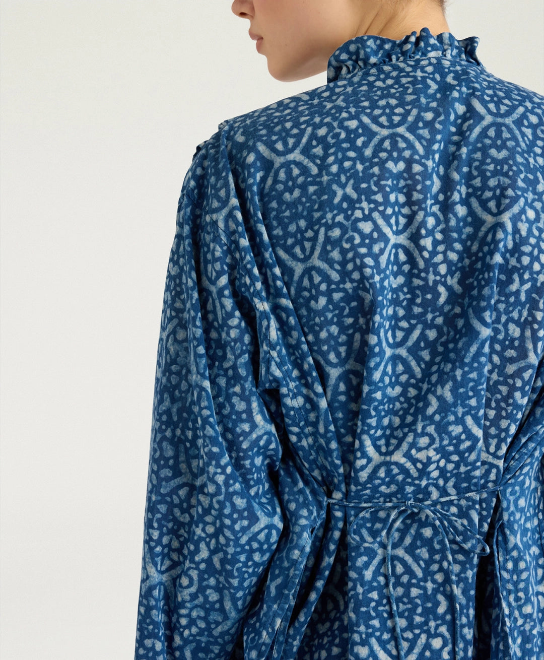 ZAFIRO SHIRT IN INDIGO PRINTED VOILE - BLUE/ROPE