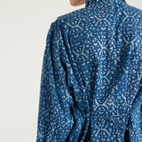 ZAFIRO SHIRT IN INDIGO PRINTED VOILE - BLUE/ROPE