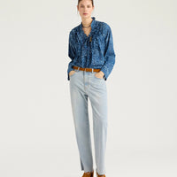 ZAFIRO SHIRT IN INDIGO PRINTED VOILE - BLUE/ROPE