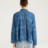 ZAFIRO SHIRT IN INDIGO PRINTED VOILE - BLUE/ROPE