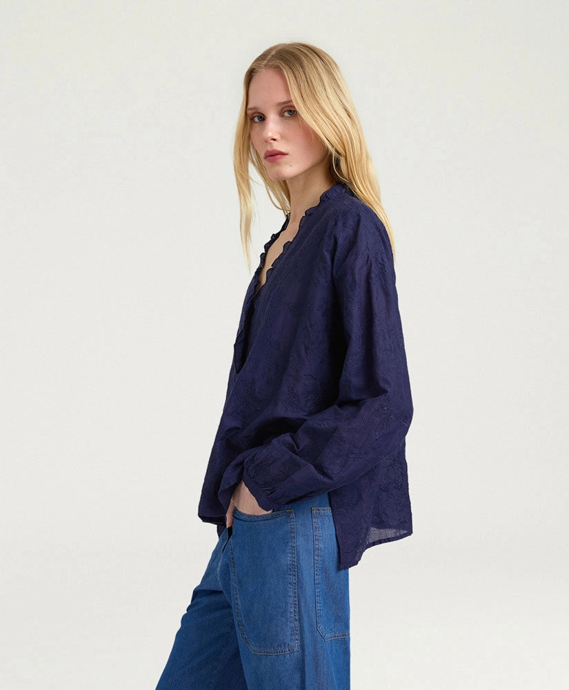 RIOS SHIRT IN EMBROIDERED VOILE