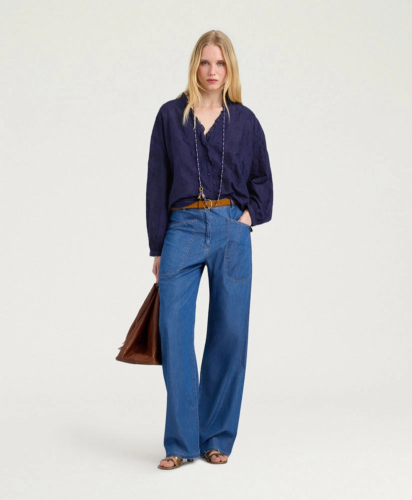 RIOS SHIRT IN EMBROIDERED VOILE