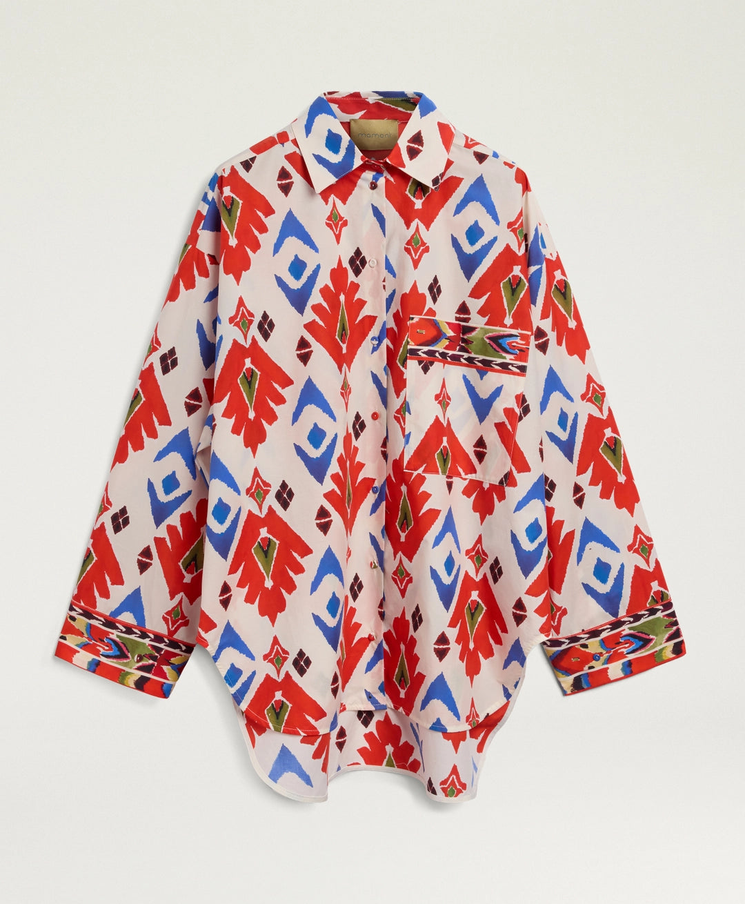 LUCHA SHIRT IN PRINTED POPLIN - RED/BLUE MULTICOLOR