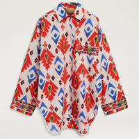 LUCHA SHIRT IN PRINTED POPLIN - RED/BLUE MULTICOLOR