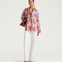 LUCHA SHIRT IN PRINTED POPLIN - RED/BLUE MULTICOLOR