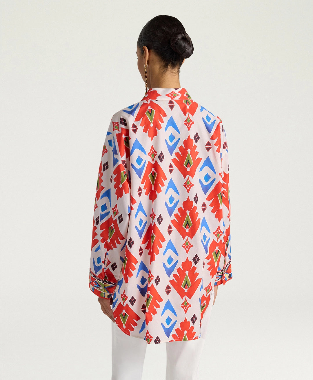 LUCHA SHIRT IN PRINTED POPLIN - RED/BLUE MULTICOLOR