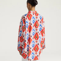LUCHA SHIRT IN PRINTED POPLIN - RED/BLUE MULTICOLOR