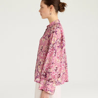 FRANKLIN SHIRT IN PRINTED HABUTAI - BEGONIA/PURPLE