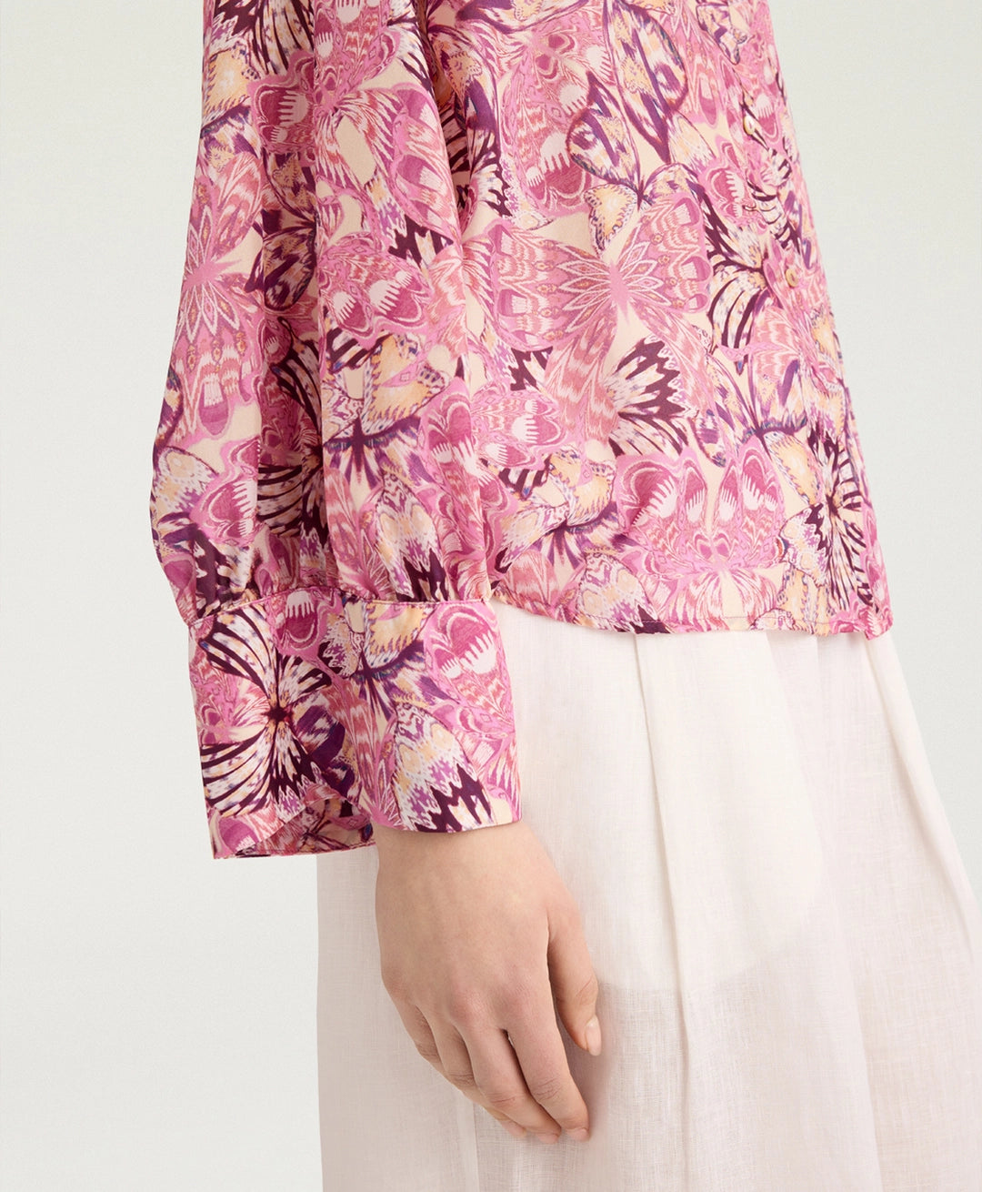 FRANKLIN SHIRT IN PRINTED HABUTAI - BEGONIA/PURPLE
