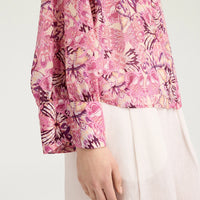 FRANKLIN SHIRT IN PRINTED HABUTAI - BEGONIA/PURPLE
