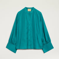 FRANKLIN SHIRT IN PLAIN COLOUR HABUTAI - EMERALD GREEN