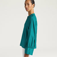FRANKLIN SHIRT IN PLAIN COLOUR HABUTAI - EMERALD GREEN