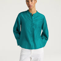 FRANKLIN SHIRT IN PLAIN COLOUR HABUTAI - EMERALD GREEN