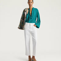 FRANKLIN SHIRT IN PLAIN COLOUR HABUTAI - EMERALD GREEN