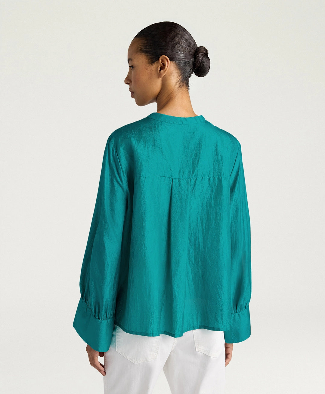 FRANKLIN SHIRT IN PLAIN COLOUR HABUTAI - EMERALD GREEN