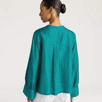 FRANKLIN SHIRT IN PLAIN COLOUR HABUTAI - EMERALD GREEN