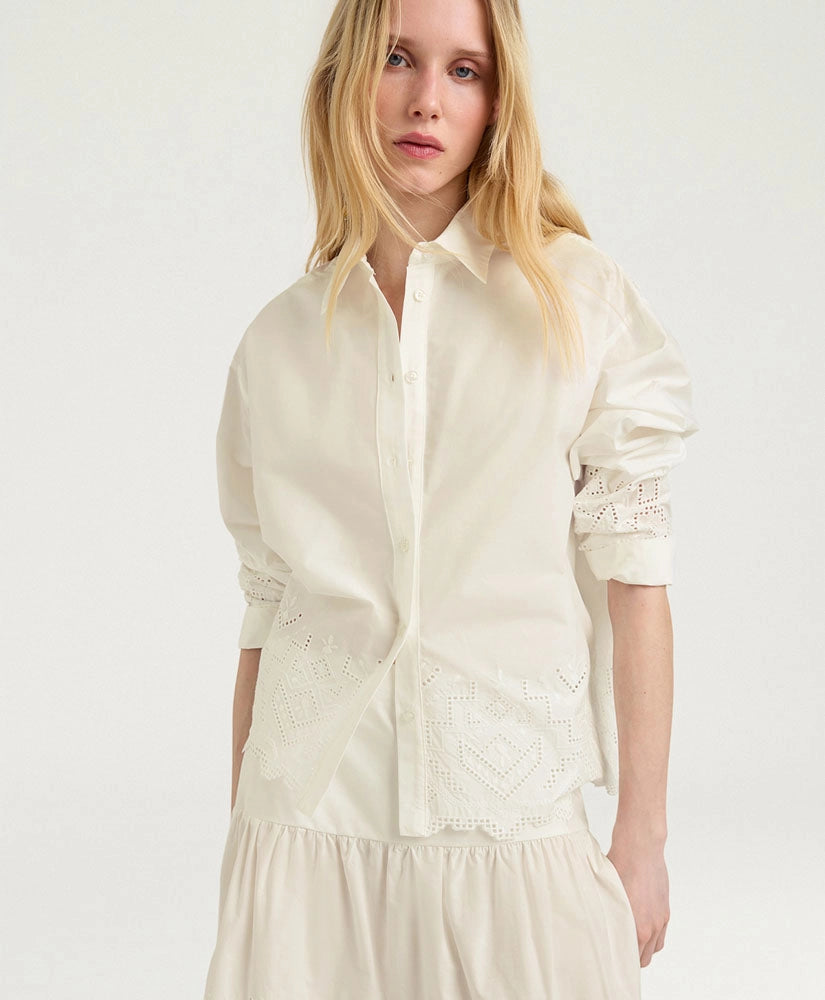 TALAVERA SHIRT IN BROIDERIE ANGLAISE POPLIN - CREAM