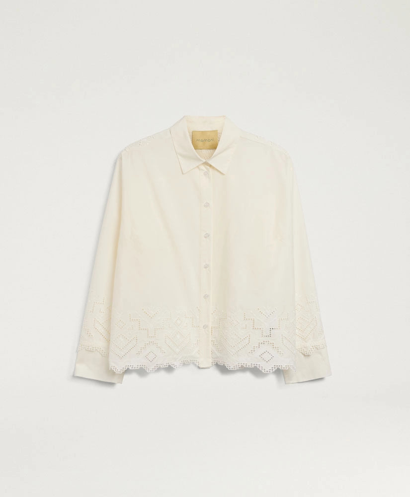 TALAVERA SHIRT IN BROIDERIE ANGLAISE POPLIN - CREAM