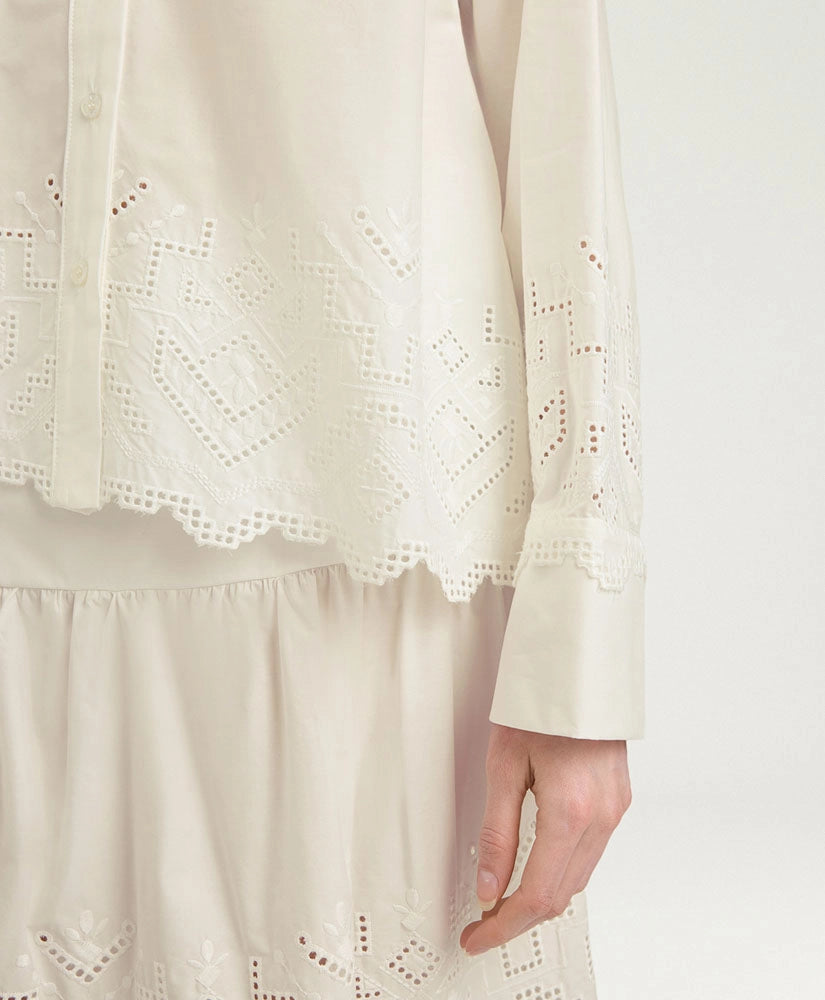 TALAVERA SHIRT IN BROIDERIE ANGLAISE POPLIN - CREAM