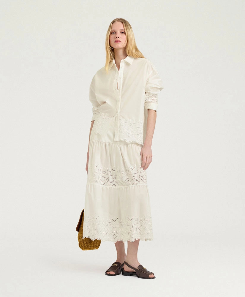 TALAVERA SHIRT IN BROIDERIE ANGLAISE POPLIN - CREAM