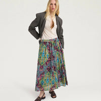 FRIA SKIRT IN PRINTED COTTON VOILE - TURQUOISE MULTICOLOR