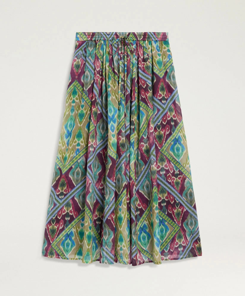 FRIA SKIRT IN PRINTED COTTON VOILE - TURQUOISE MULTICOLOR