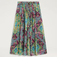 FRIA SKIRT IN PRINTED COTTON VOILE - TURQUOISE MULTICOLOR