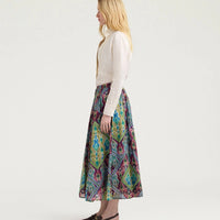 FRIA SKIRT IN PRINTED COTTON VOILE - TURQUOISE MULTICOLOR