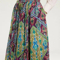 FRIA SKIRT IN PRINTED COTTON VOILE - TURQUOISE MULTICOLOR