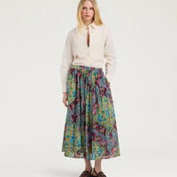 FRIA SKIRT IN PRINTED COTTON VOILE - TURQUOISE MULTICOLOR