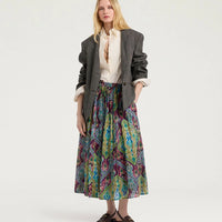 FRIA SKIRT IN PRINTED COTTON VOILE - TURQUOISE MULTICOLOR