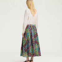 FRIA SKIRT IN PRINTED COTTON VOILE - TURQUOISE MULTICOLOR