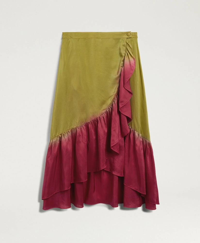 ISLETA SKIRT IN TIE-DYED HABUTAI - OIL/CYCLAMEN