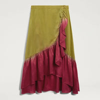ISLETA SKIRT IN TIE-DYED HABUTAI - OIL/CYCLAMEN