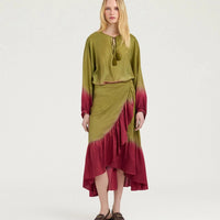 ISLETA SKIRT IN TIE-DYED HABUTAI - OIL/CYCLAMEN