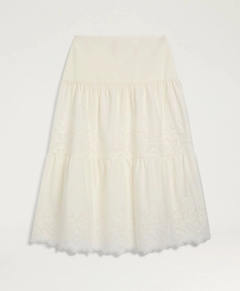 REINA SKIRT IN BROIDERIE ANGLAISE POPLIN - CREAM