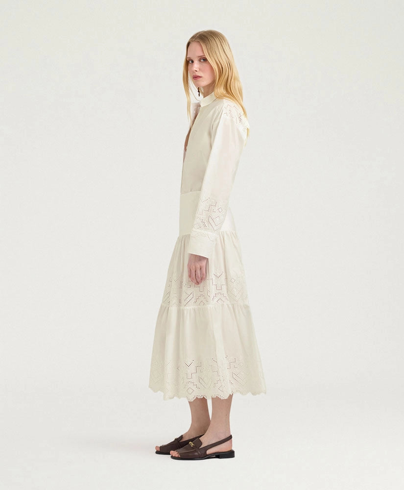 REINA SKIRT IN BROIDERIE ANGLAISE POPLIN - CREAM